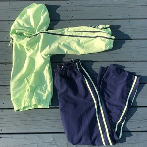 [three hearts] PM green & navy track suit set